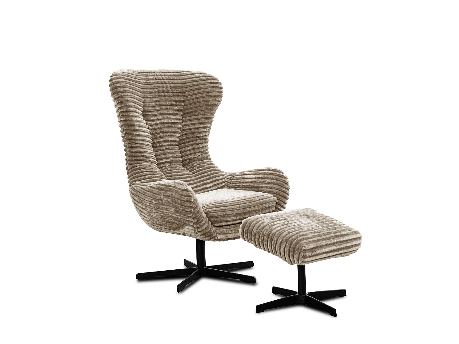 FAUTEUIL MONACO, tissu velours côtelé marron clair