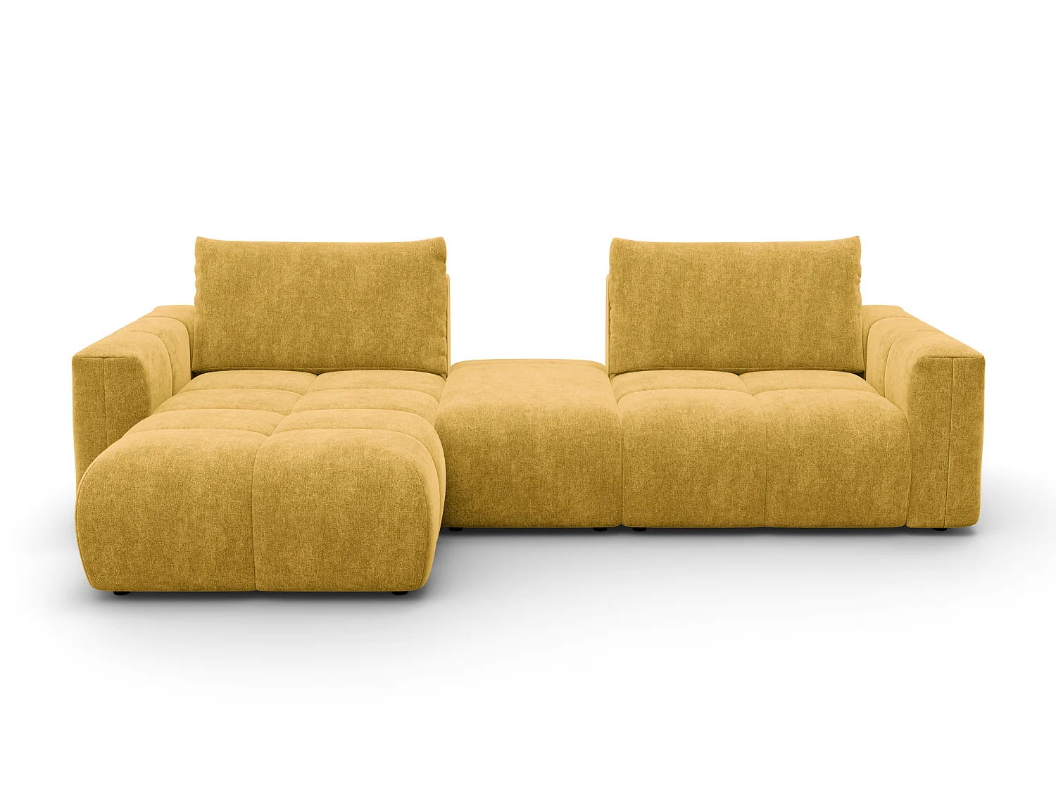CANAPÉ D'ANGLE VERONA 4 places gauche avec pouf, tissu jaune