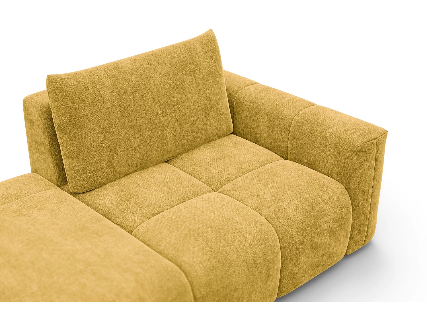 CANAPÉ D'ANGLE VERONA 4 places gauche avec pouf, tissu jaune