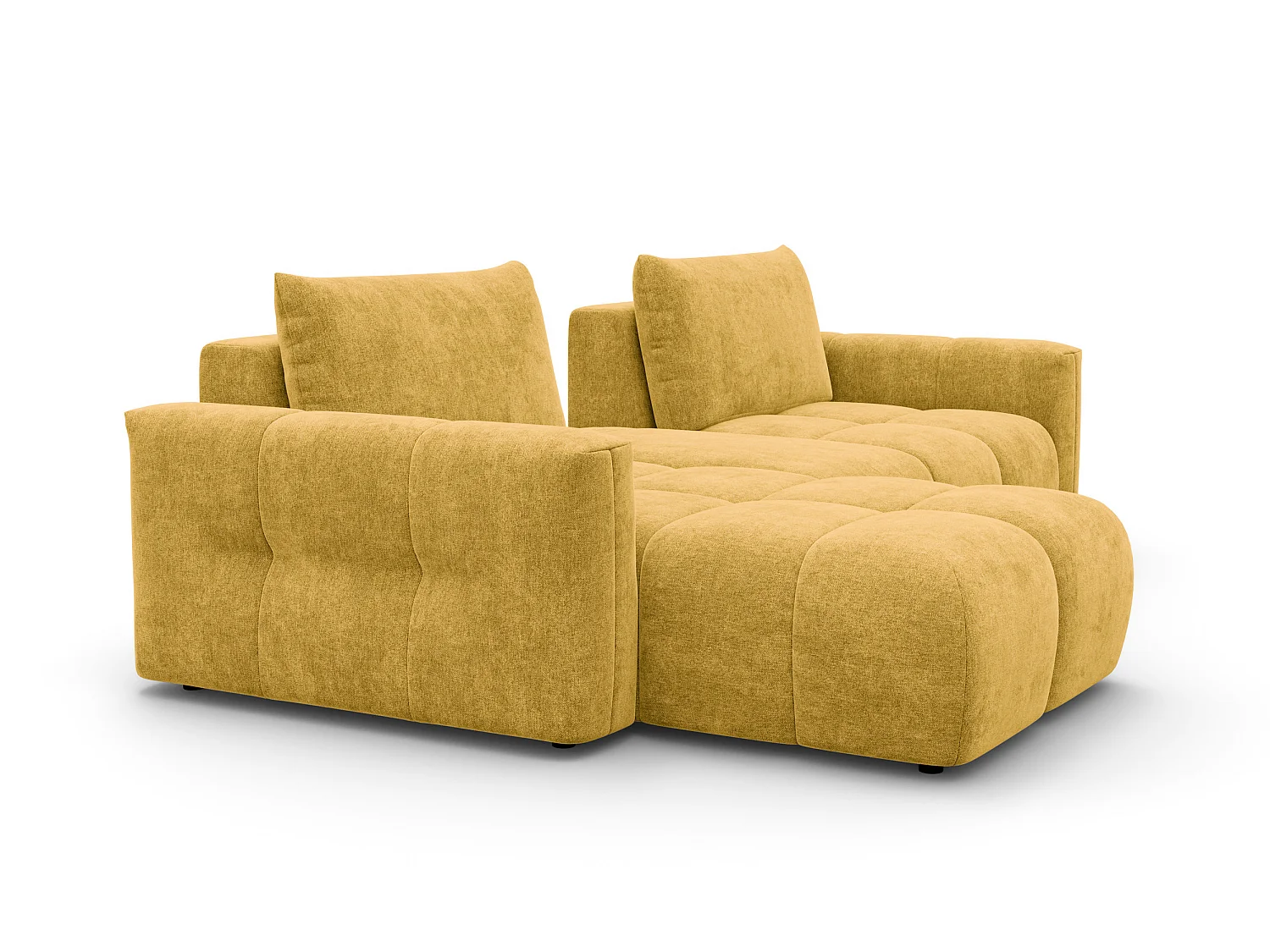 CANAPÉ D'ANGLE VERONA 4 places gauche avec pouf, tissu jaune