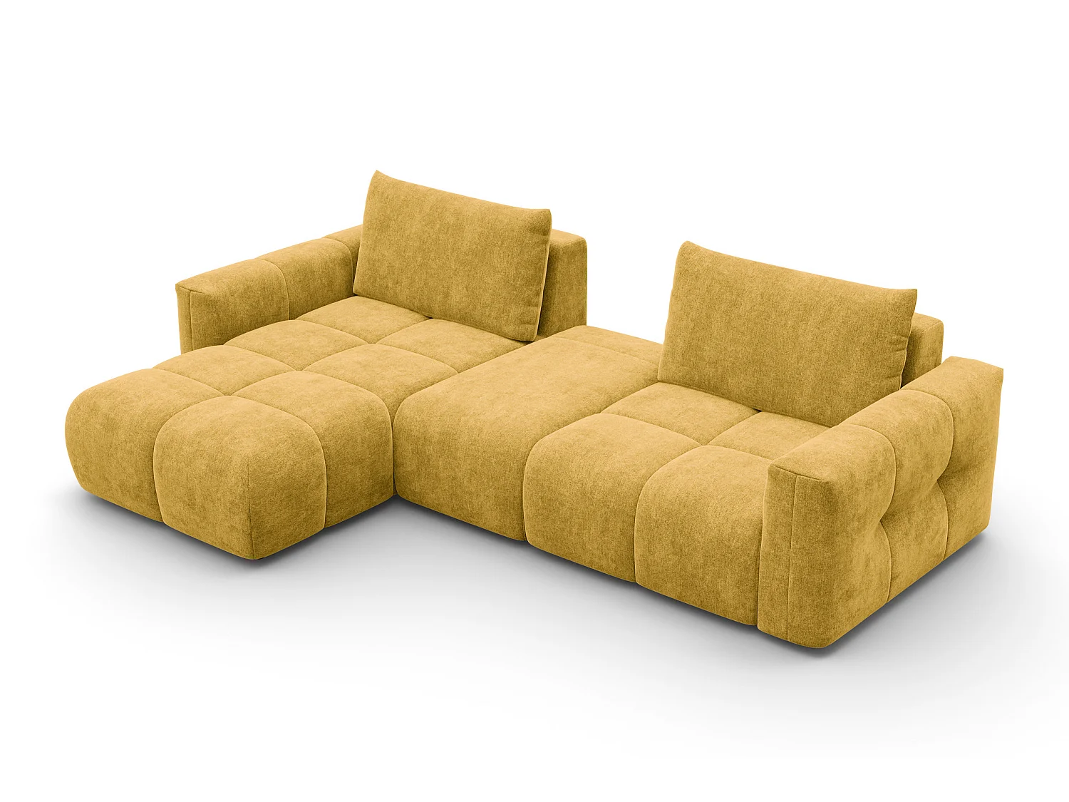 CANAPÉ D'ANGLE VERONA 4 places gauche avec pouf, tissu jaune