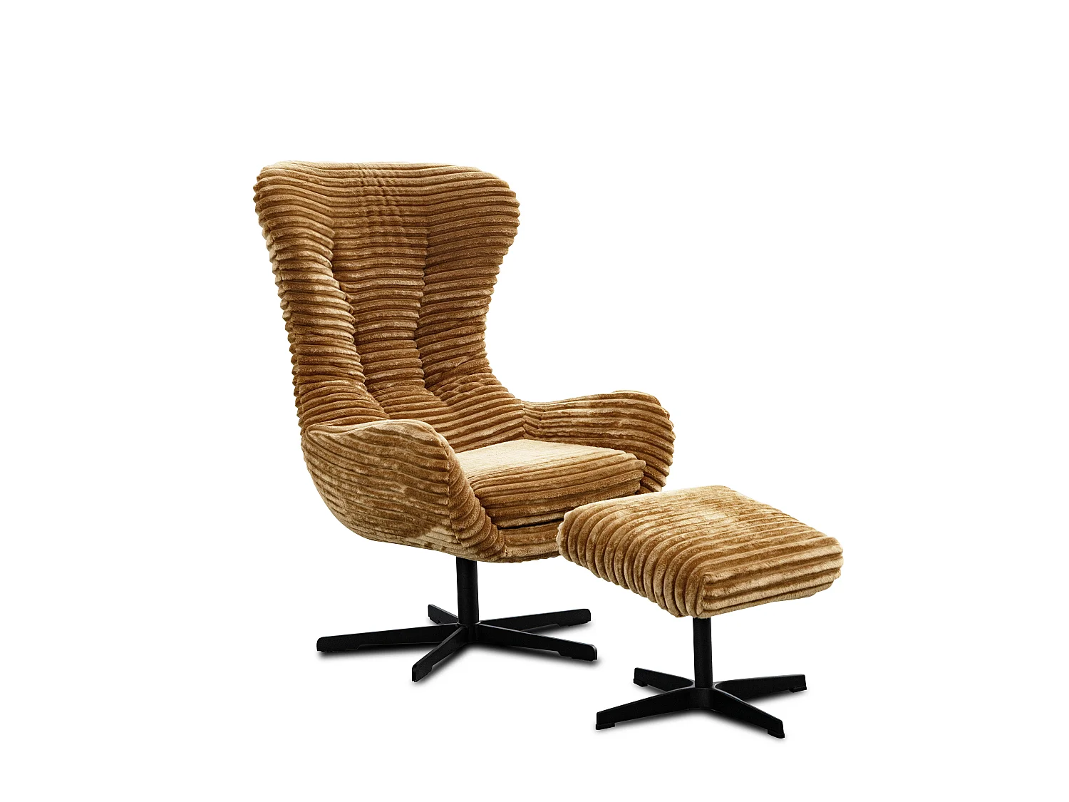 FAUTEUIL MONACO, tissu velours côtelé marron