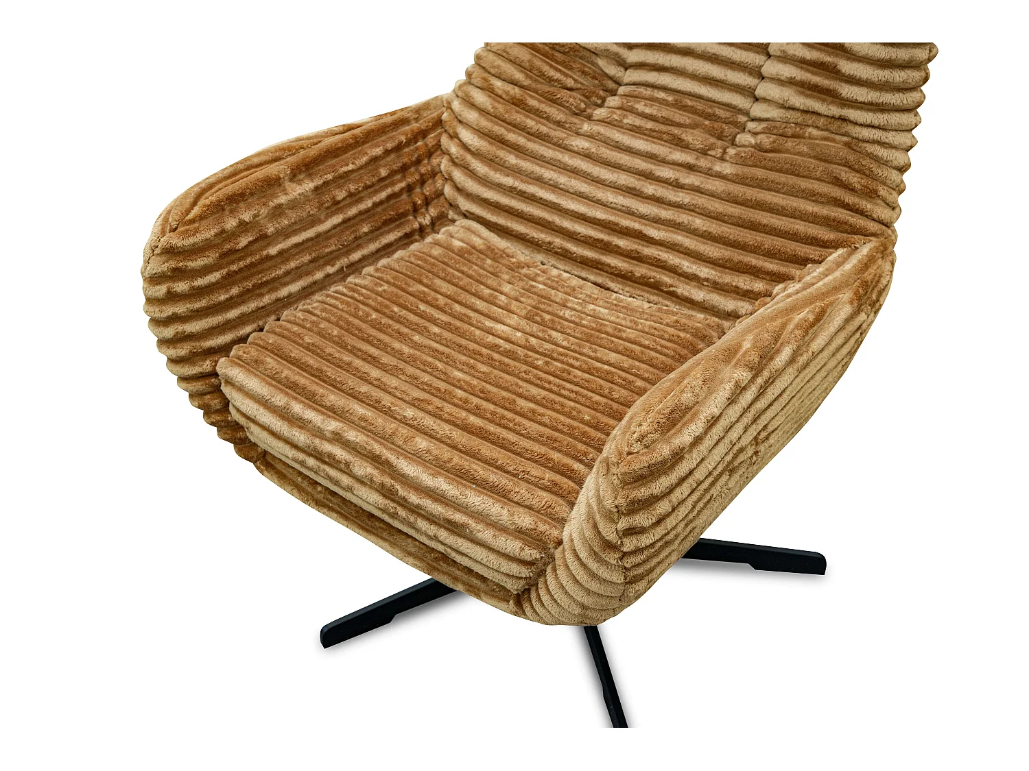 FAUTEUIL MONACO, tissu velours côtelé marron