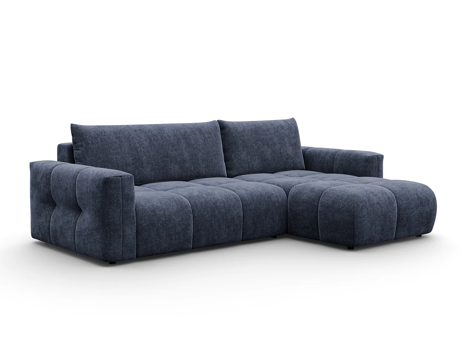 CANAPÉ D'ANGLE VERONA 4 places droit, tissu bleu marine