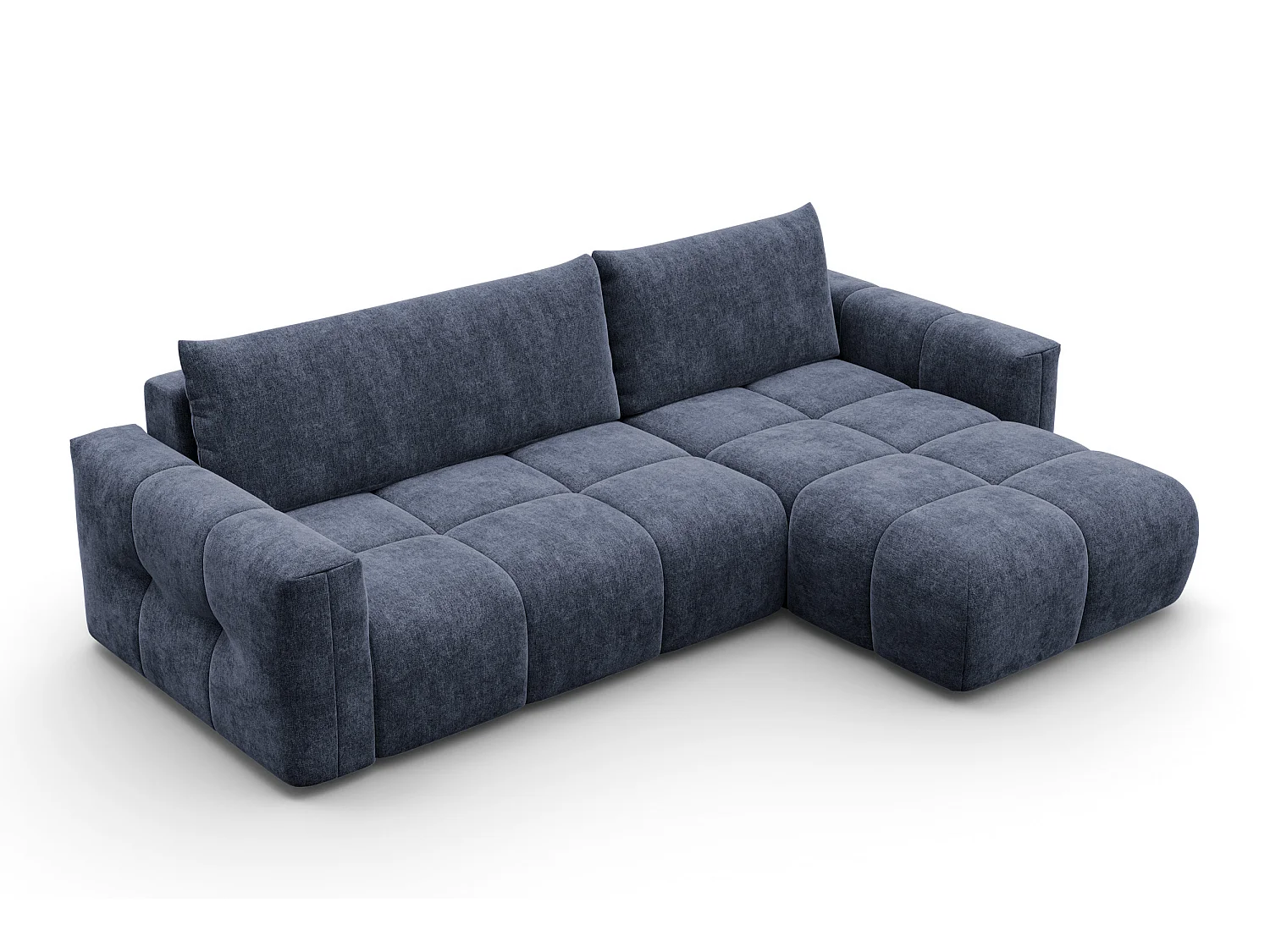 CANAPÉ D'ANGLE VERONA 4 places droit, tissu bleu marine