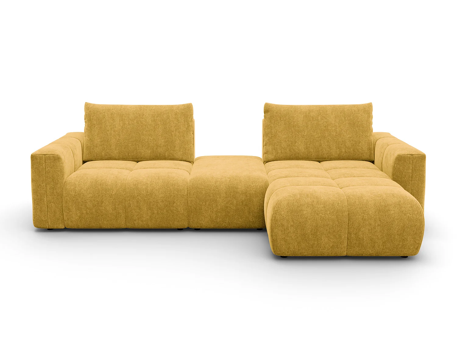 CANAPÉ D'ANGLE VERONA 4 places droit avec pouf, tissu jaune