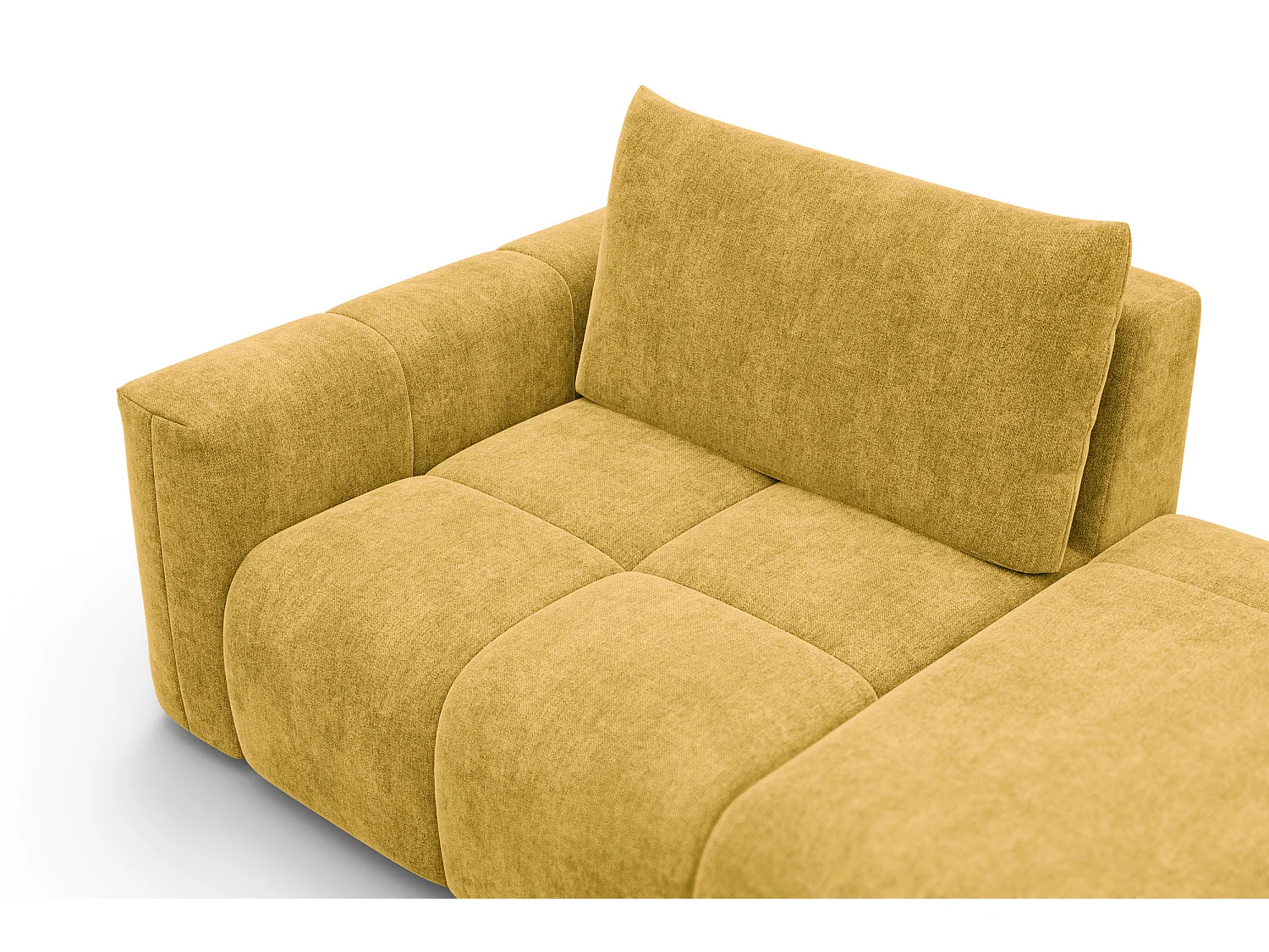 CANAPÉ D'ANGLE VERONA 4 places droit avec pouf, tissu jaune