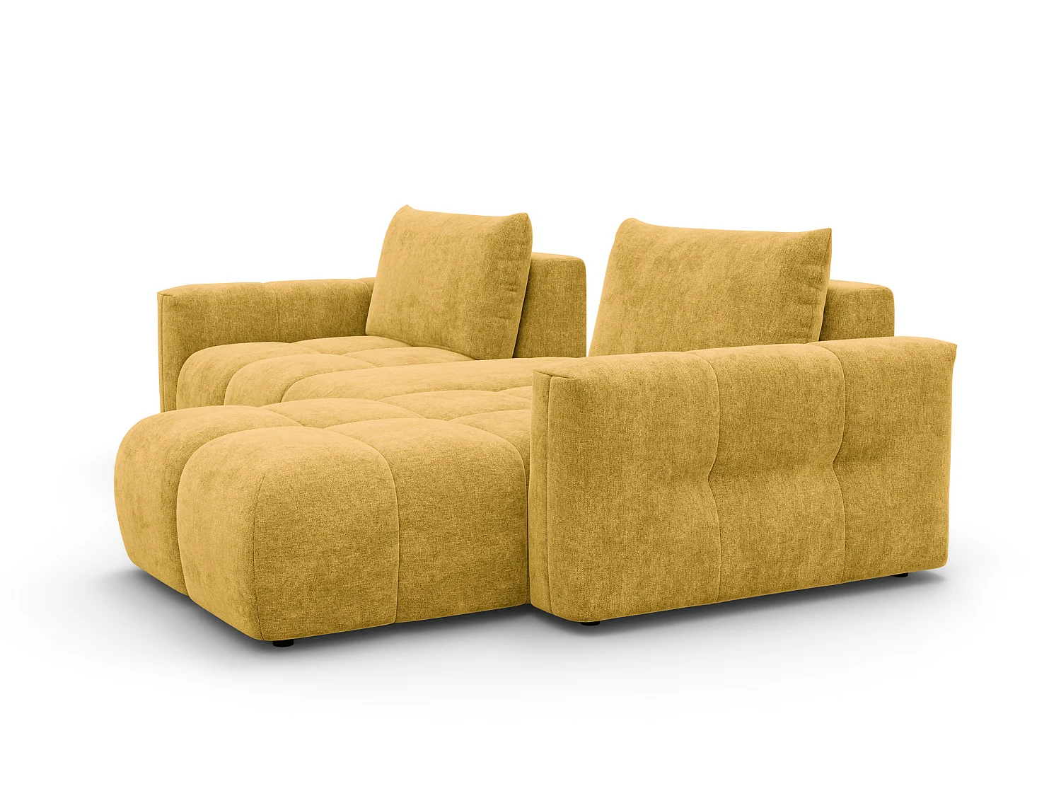 CANAPÉ D'ANGLE VERONA 4 places droit avec pouf, tissu jaune