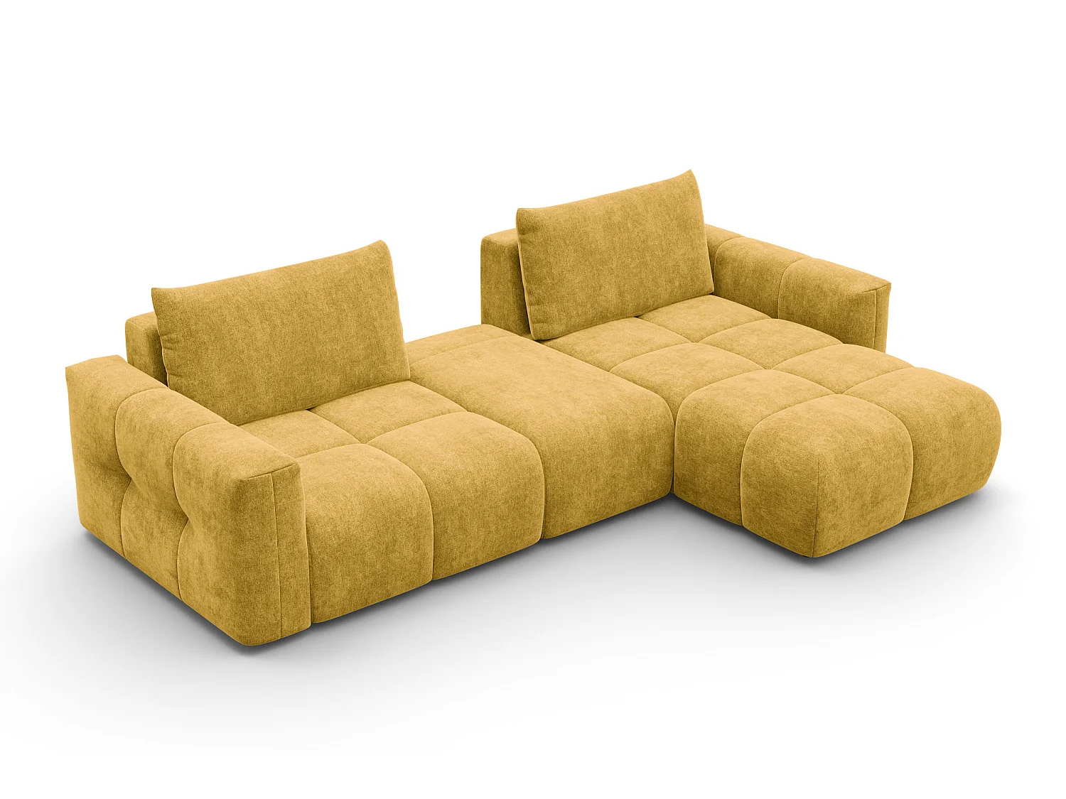 CANAPÉ D'ANGLE VERONA 4 places droit avec pouf, tissu jaune