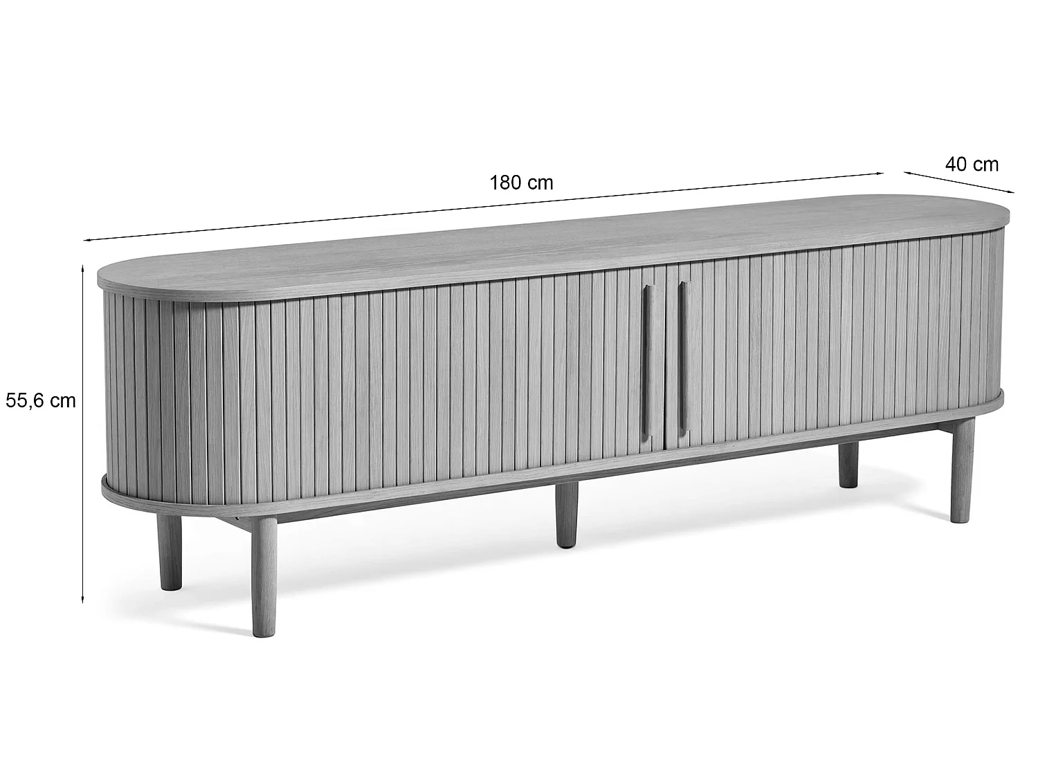 TV-Lowboard 2-türig, dunkles Eichenholz, 180 cm - Meta