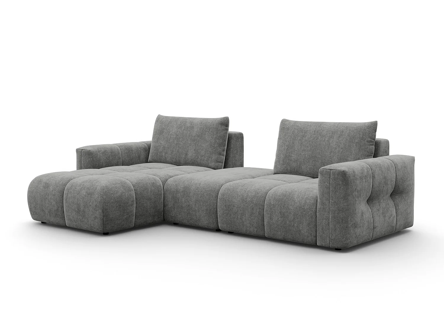 CANAPÉ D'ANGLE VERONA 4 places gauche avec pouf, tissu gris