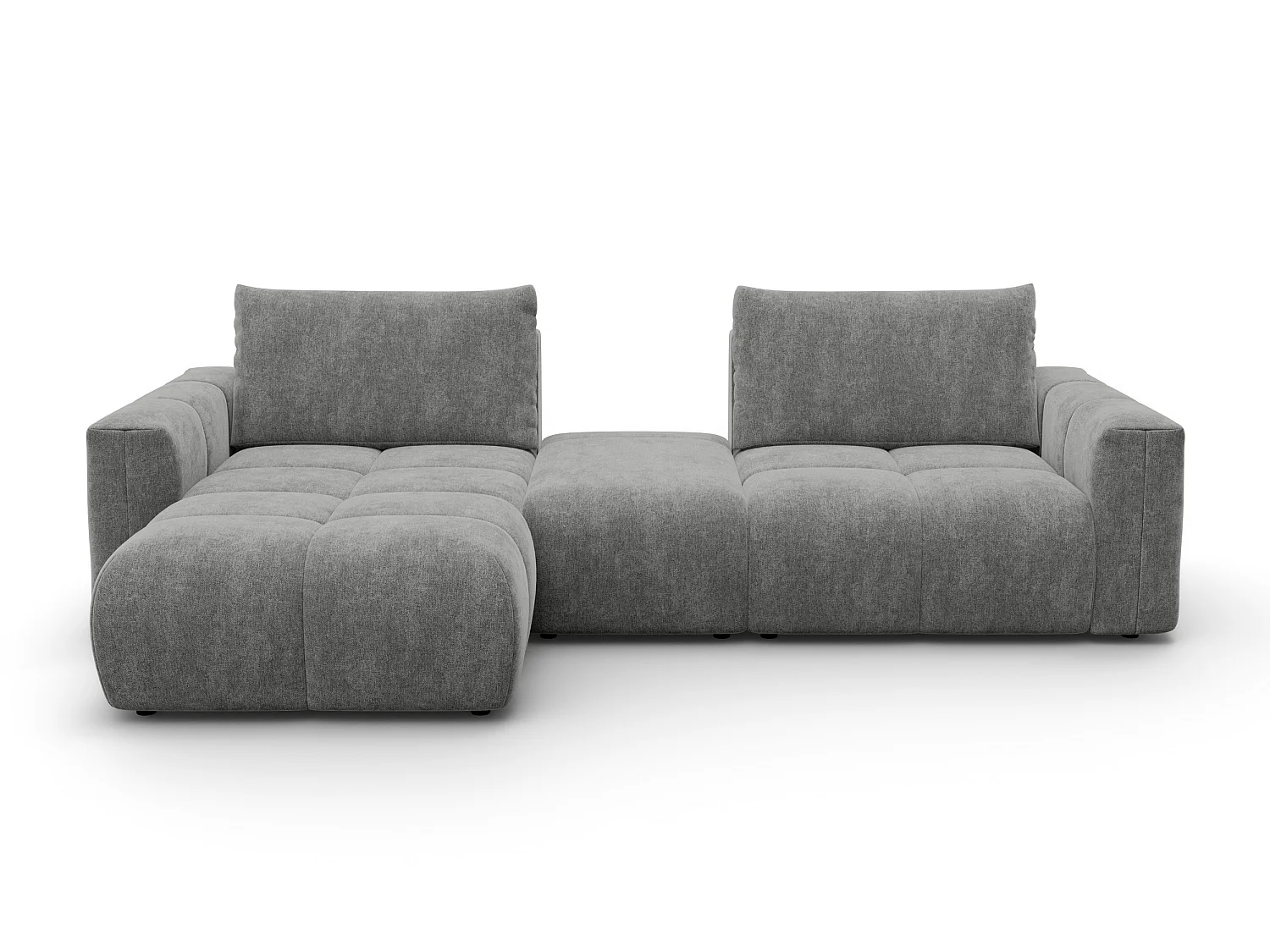 CANAPÉ D'ANGLE VERONA 4 places gauche avec pouf, tissu gris