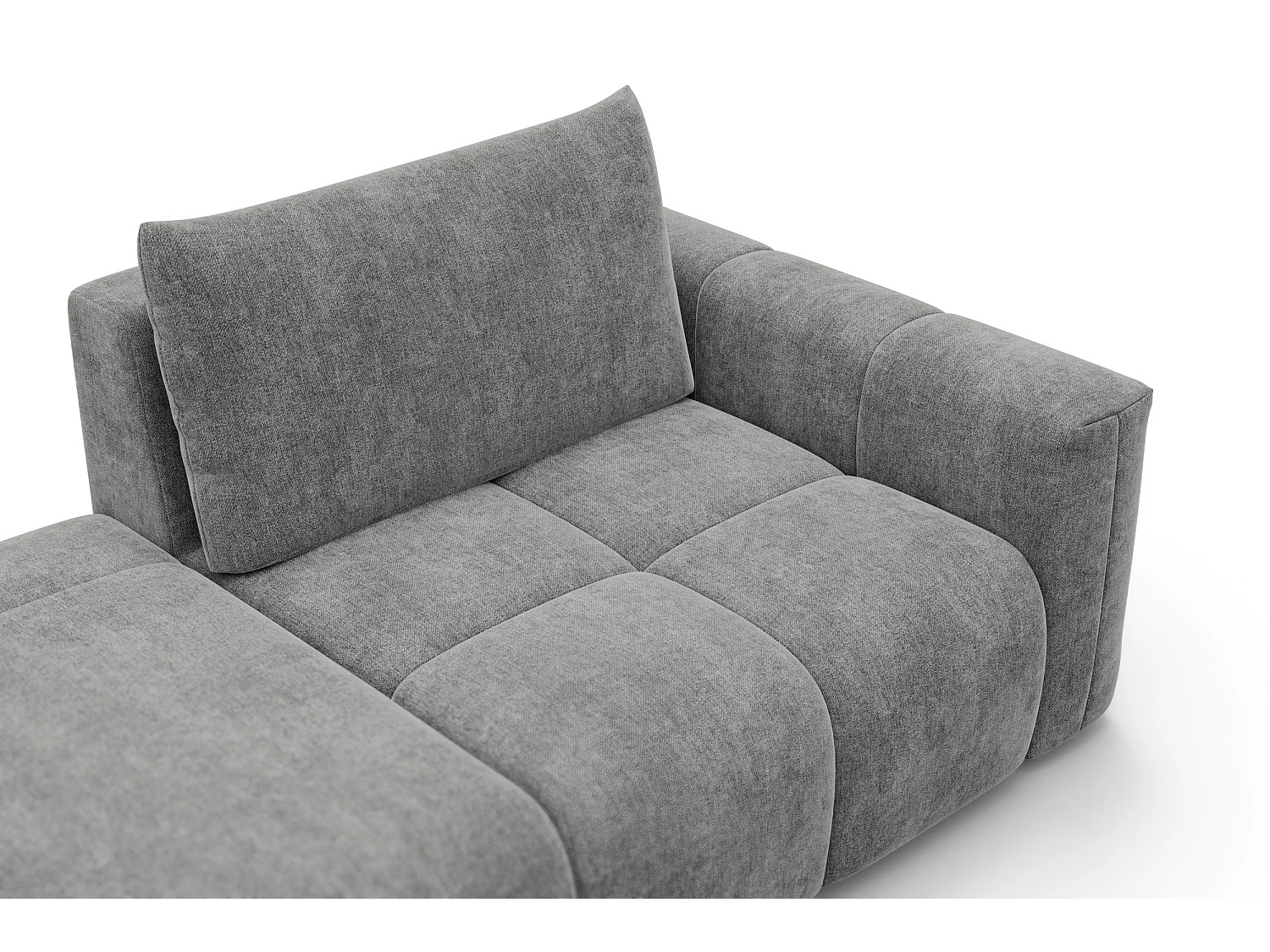 CANAPÉ D'ANGLE VERONA 4 places gauche avec pouf, tissu gris