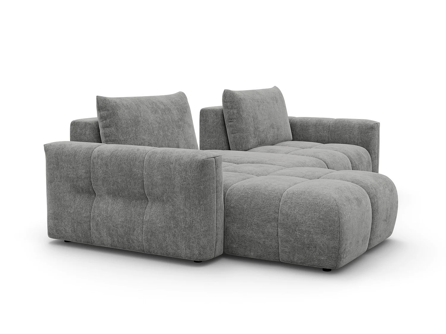 CANAPÉ D'ANGLE VERONA 4 places gauche avec pouf, tissu gris
