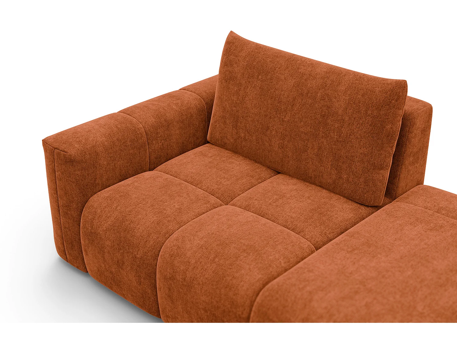 CANAPÉ D'ANGLE VERONA 4 places droit avec pouf, tissu orange