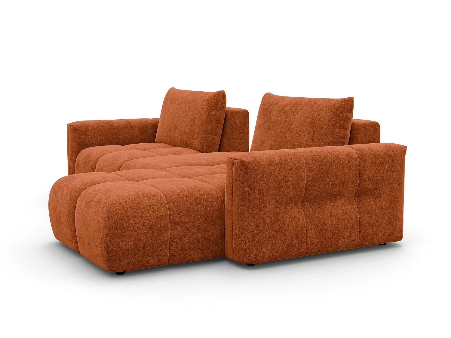 CANAPÉ D'ANGLE VERONA 4 places droit avec pouf, tissu orange