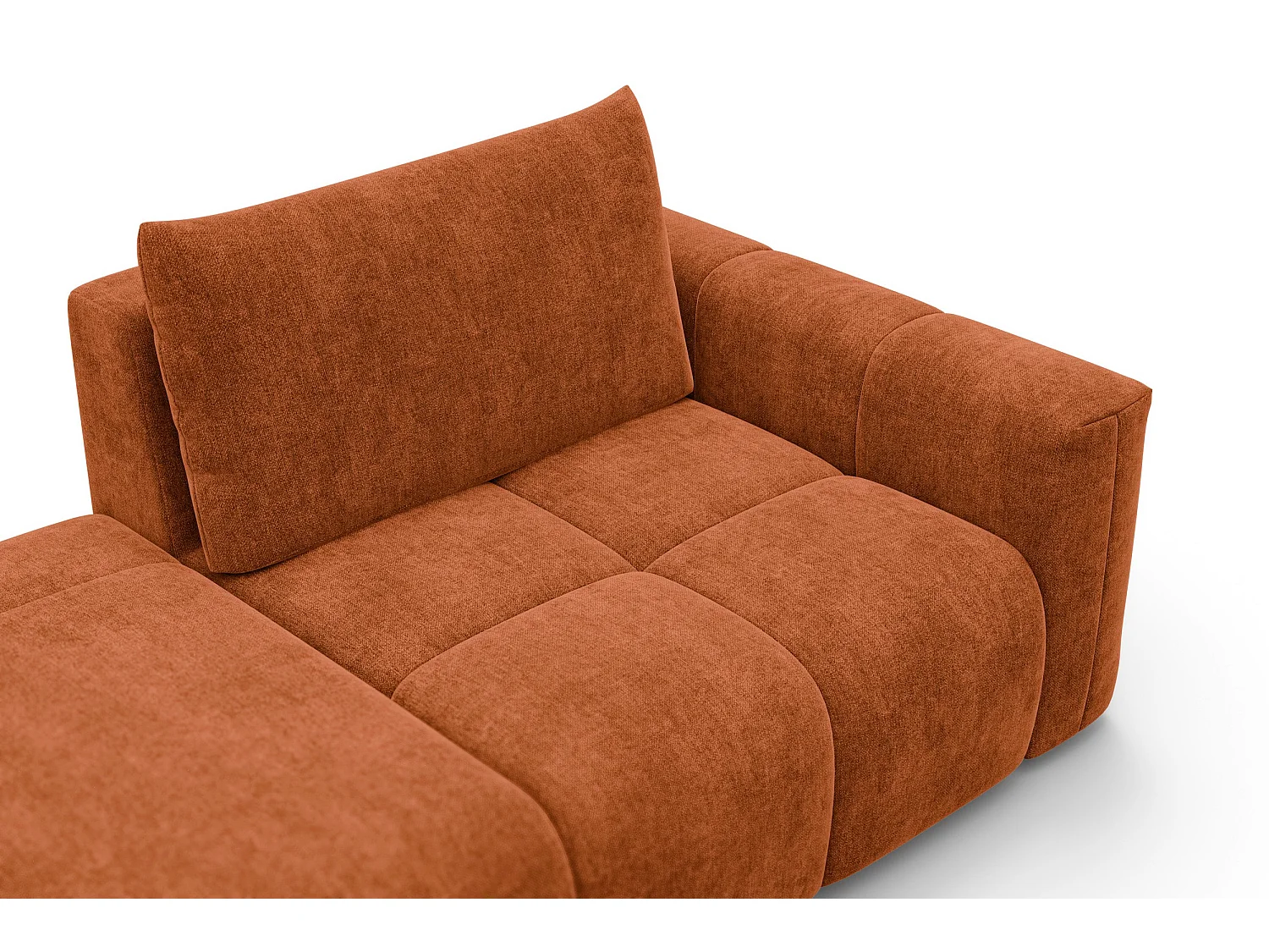 CANAPÉ D'ANGLE VERONA 4 places gauche avec pouf, tissu orange