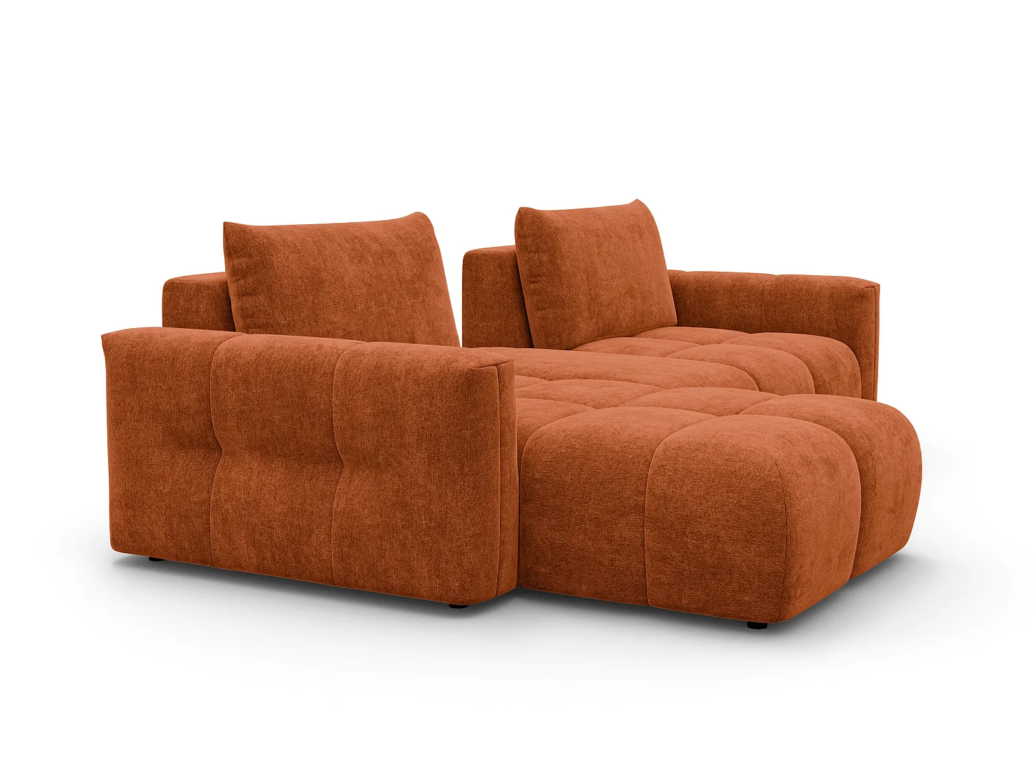CANAPÉ D'ANGLE VERONA 4 places gauche avec pouf, tissu orange