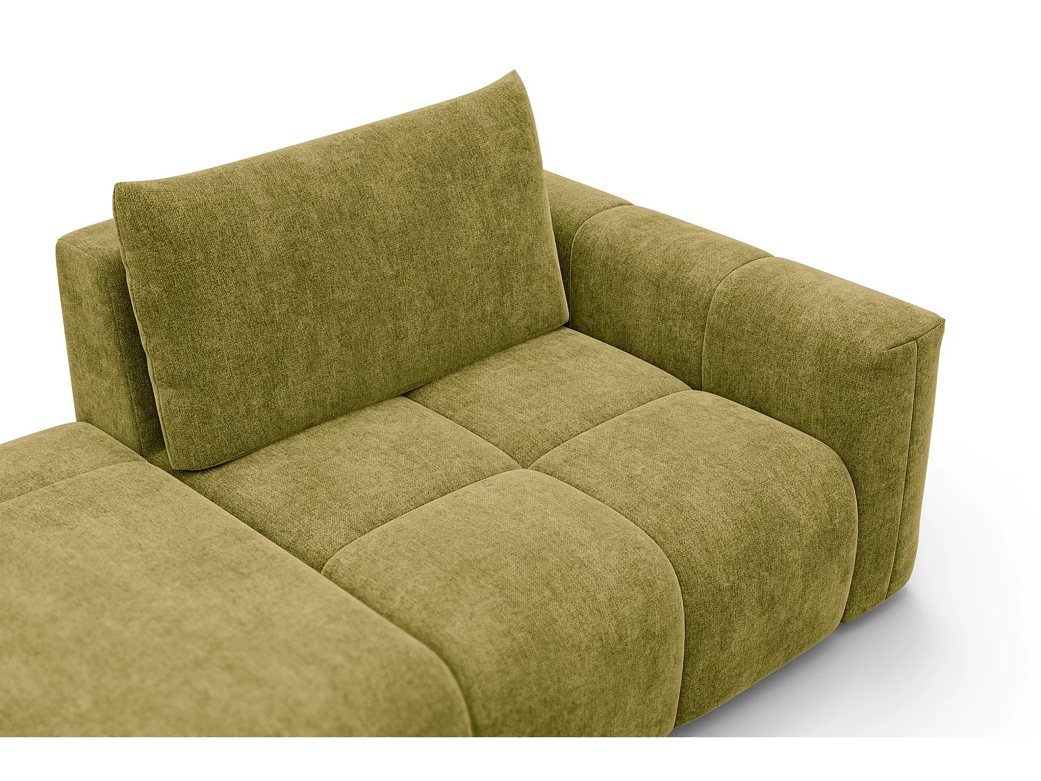 CANAPÉ D'ANGLE VERONA 4 places gauche avec pouf, tissu khaki