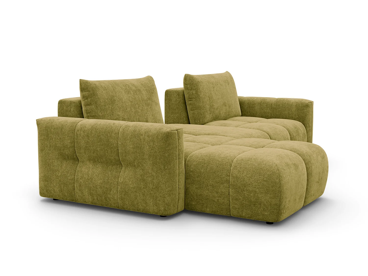 CANAPÉ D'ANGLE VERONA 4 places gauche avec pouf, tissu khaki