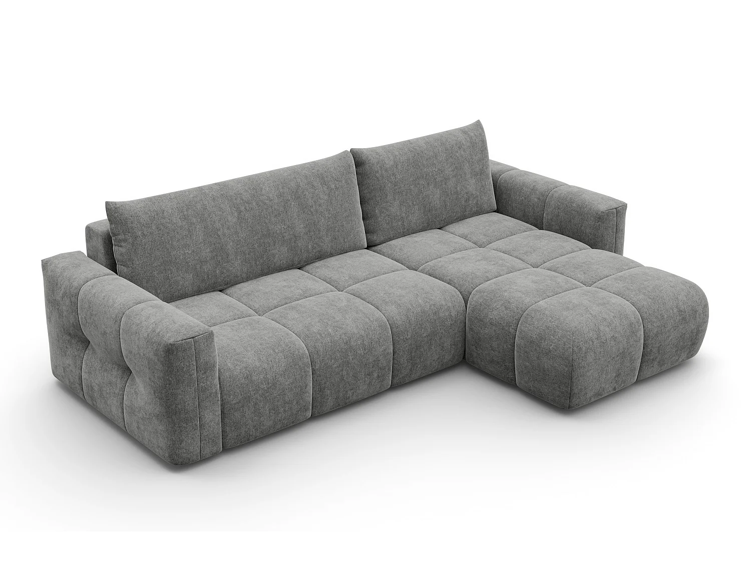 CANAPÉ D'ANGLE VERONA 4 places droit, tissu gris