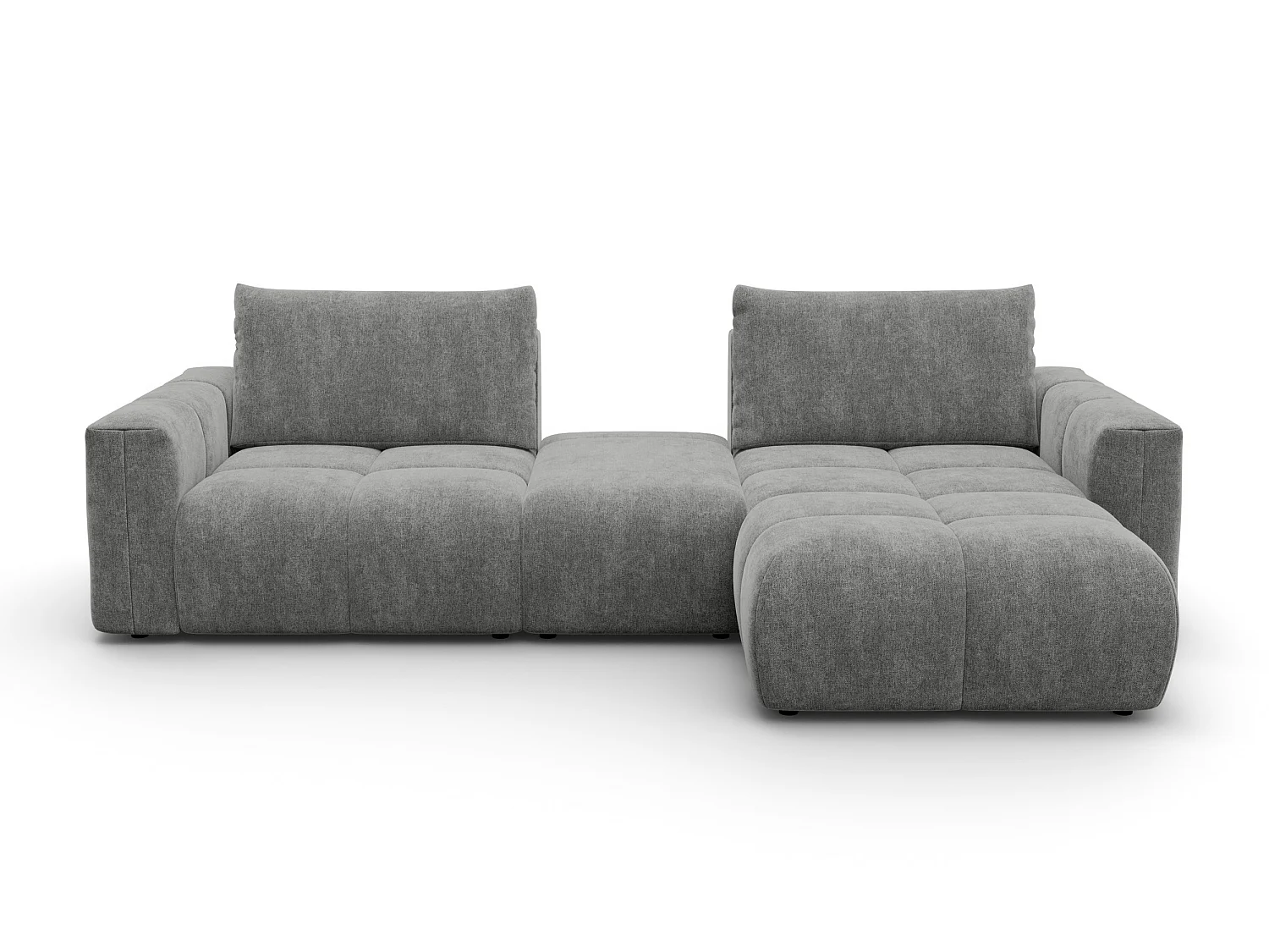 CANAPÉ D'ANGLE VERONA 4 places droit avec pouf, tissu gris
