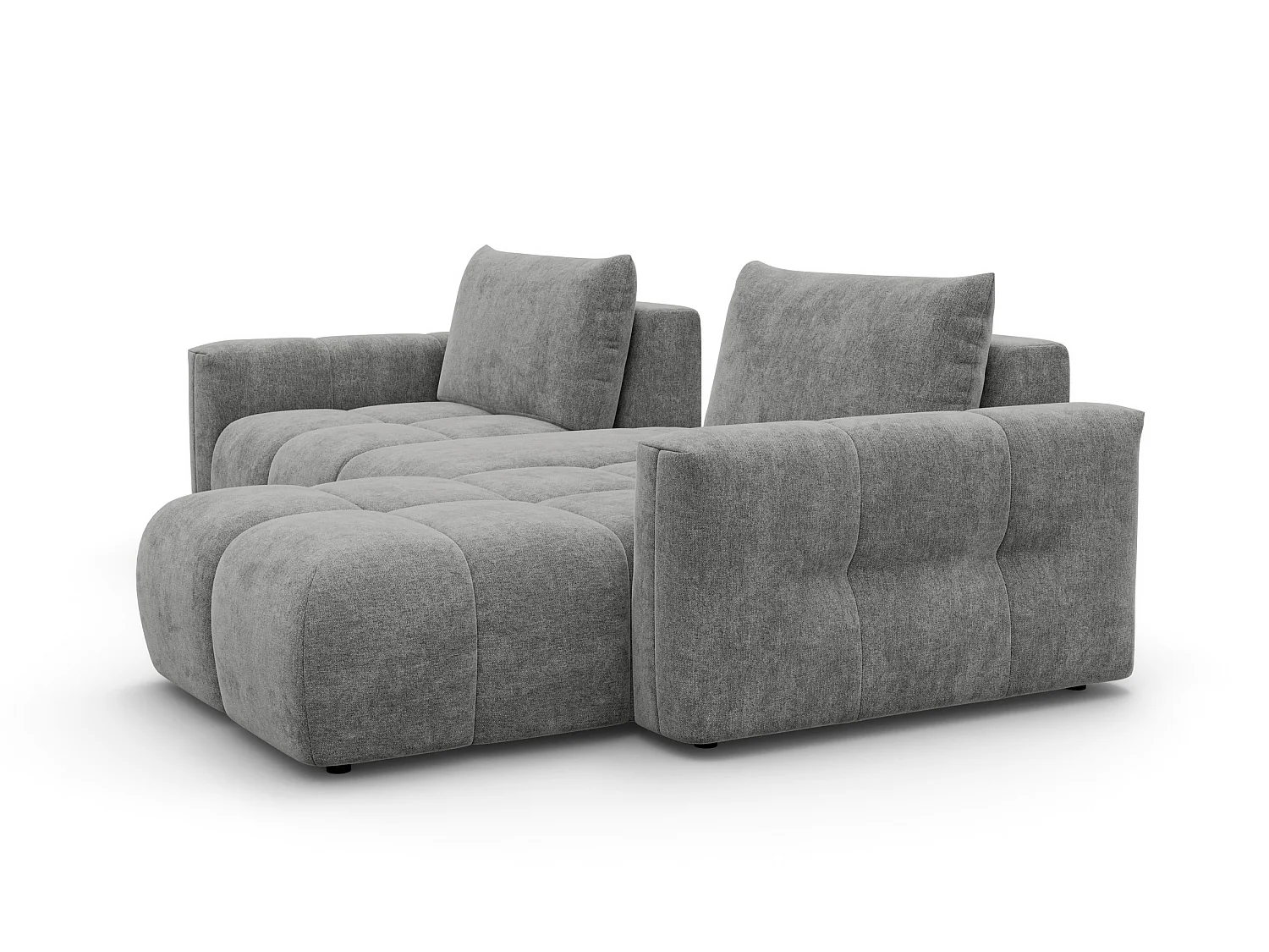 CANAPÉ D'ANGLE VERONA 4 places droit avec pouf, tissu gris