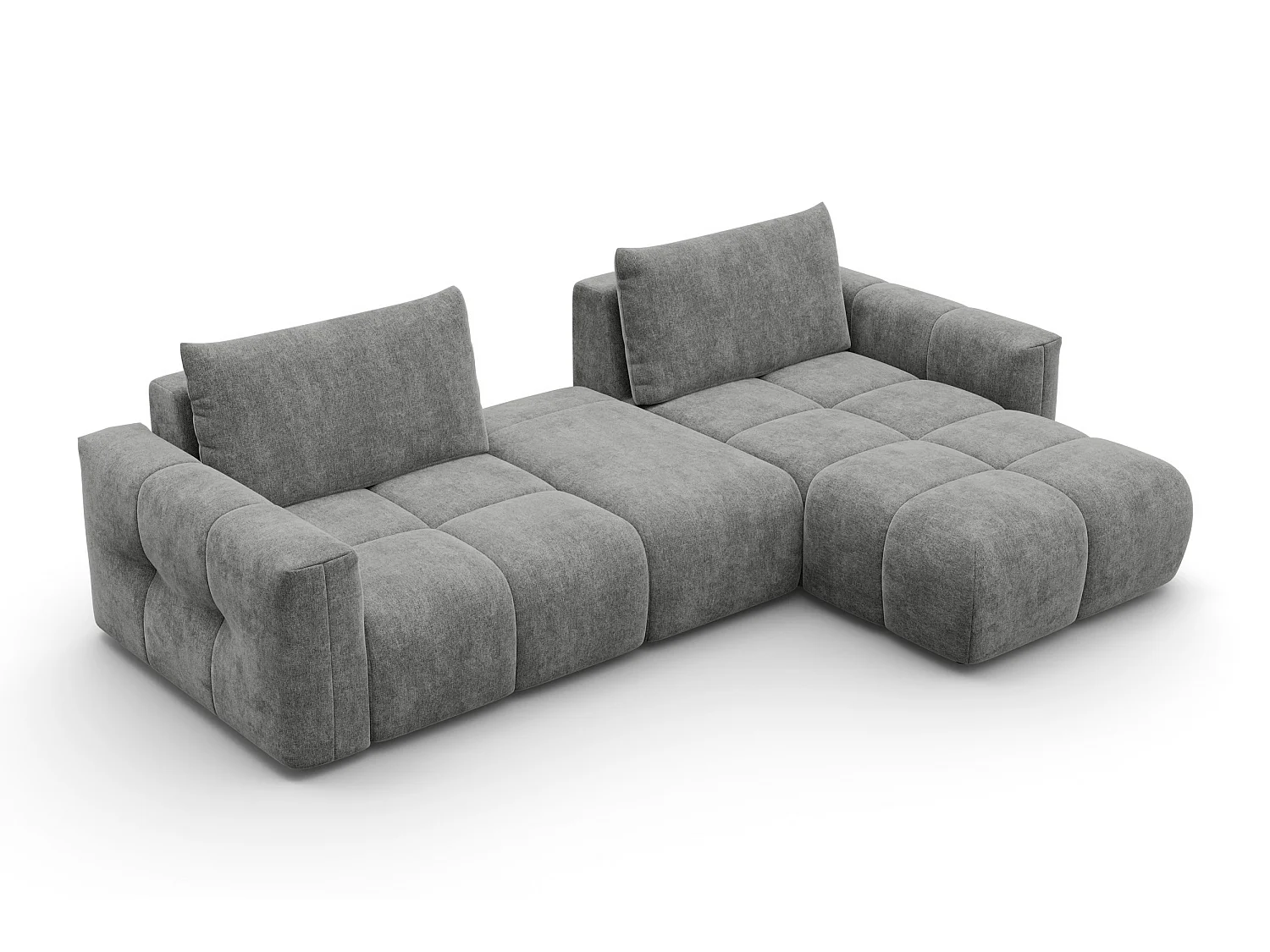 CANAPÉ D'ANGLE VERONA 4 places droit avec pouf, tissu gris