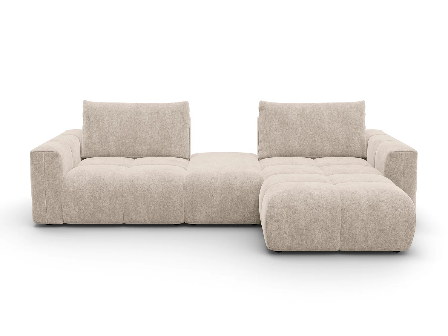 CANAPÉ D'ANGLE VERONA 4 places droit avec pouf, tissu beige