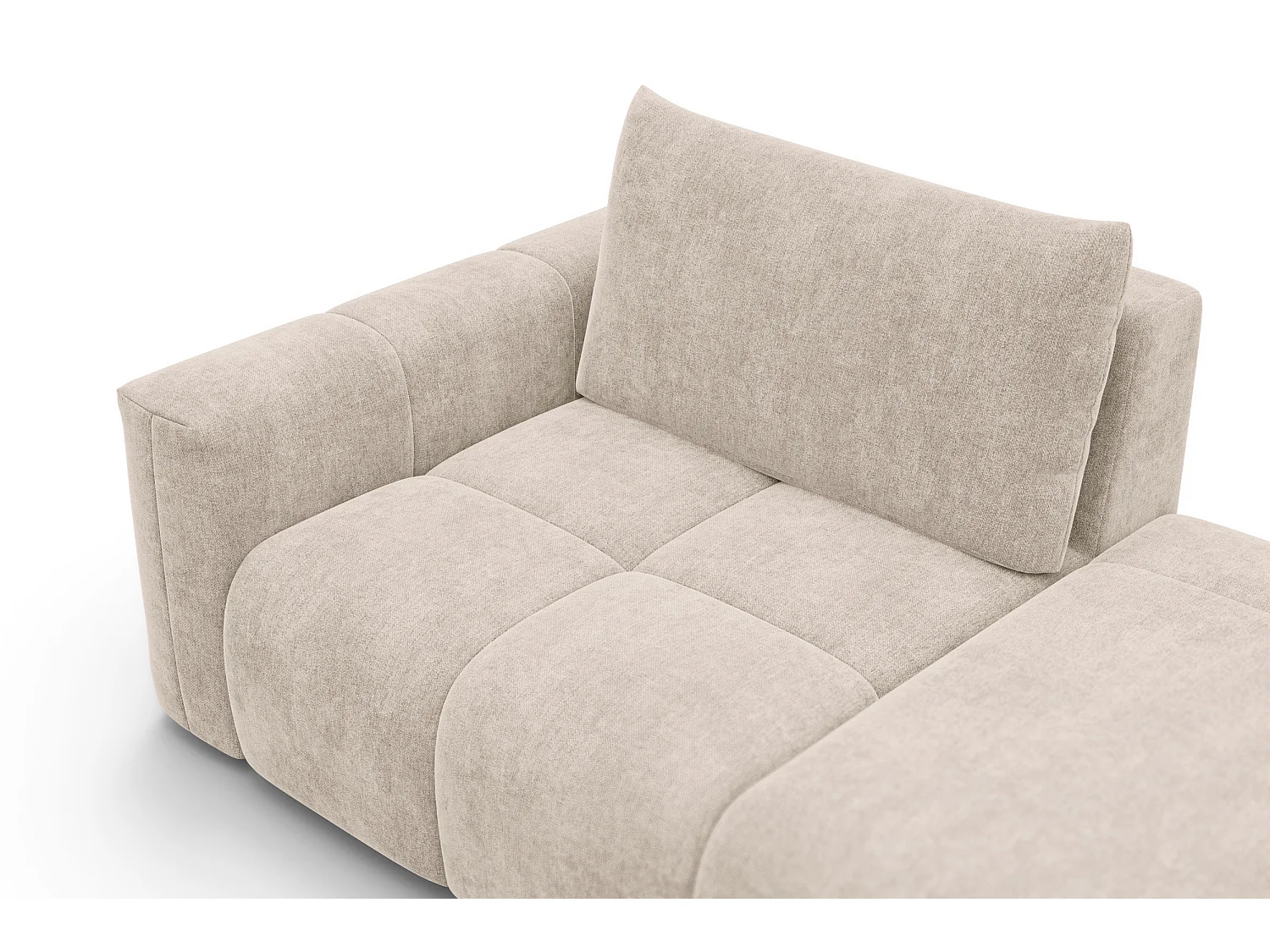 CANAPÉ D'ANGLE VERONA 4 places droit avec pouf, tissu beige