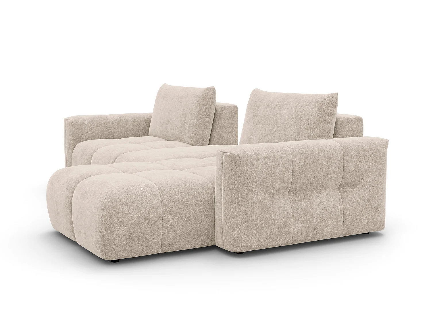 CANAPÉ D'ANGLE VERONA 4 places droit avec pouf, tissu beige