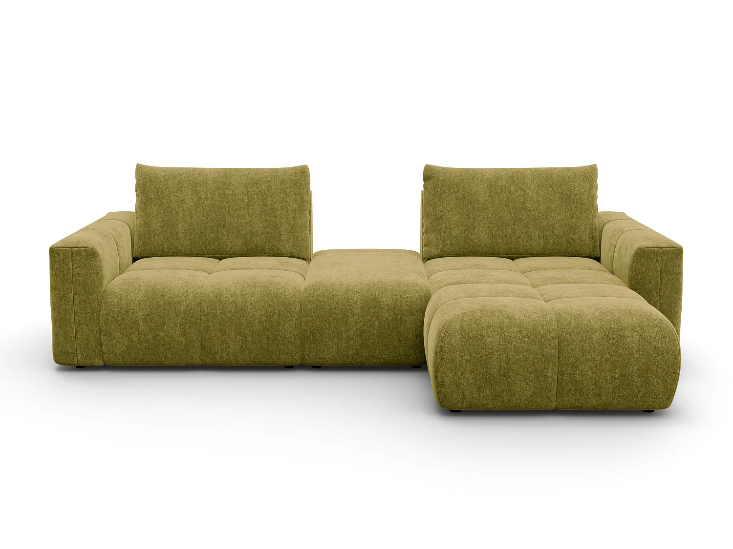 CANAPÉ D'ANGLE VERONA 4 places droit avec pouf, tissu khaki