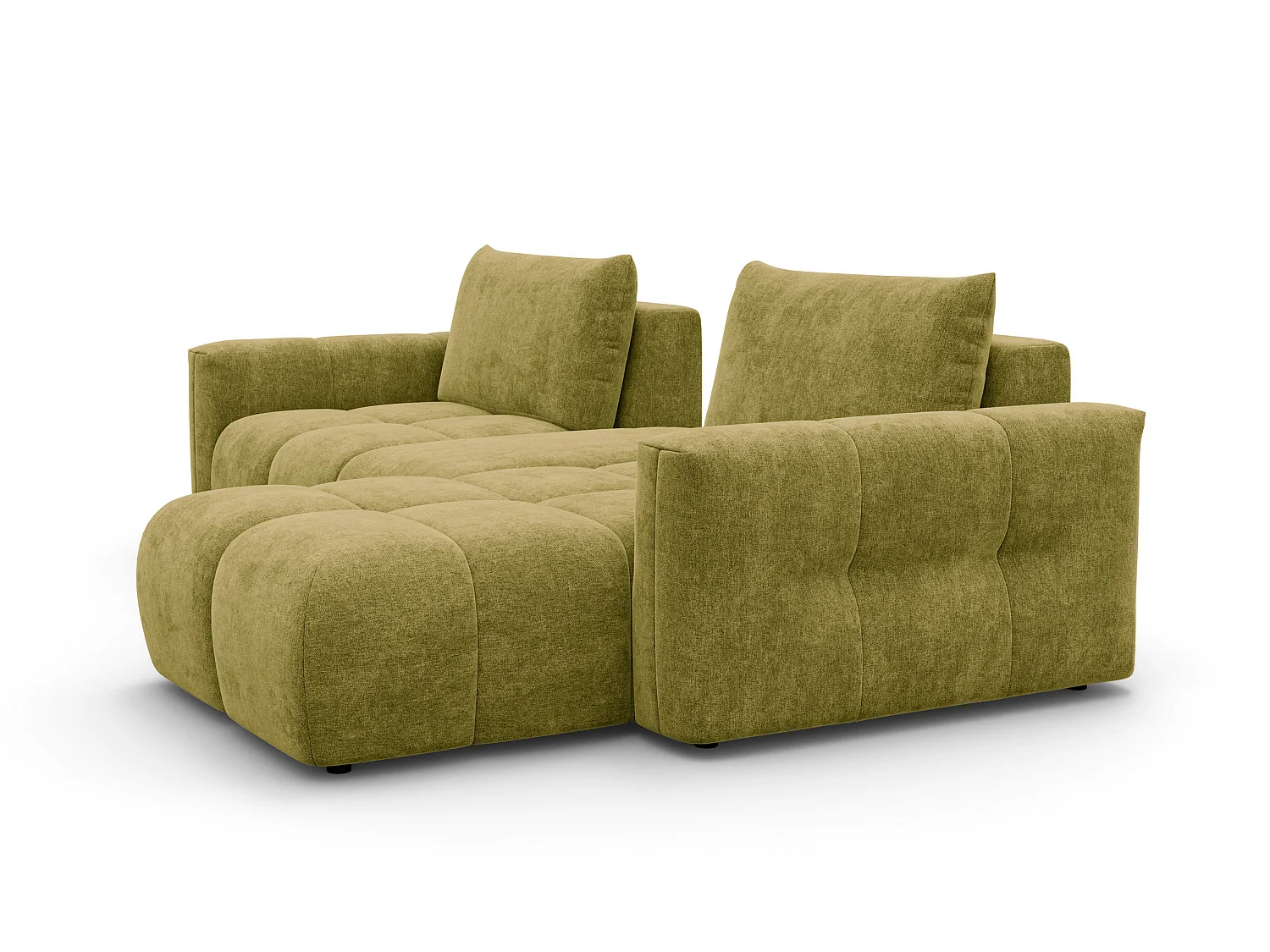 CANAPÉ D'ANGLE VERONA 4 places droit avec pouf, tissu khaki
