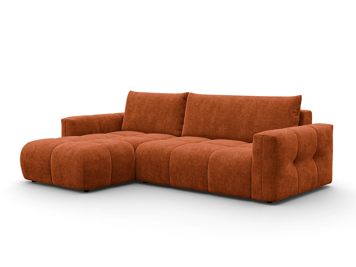 CANAPÉ D'ANGLE VERONA 4 places gauche, tissu orange