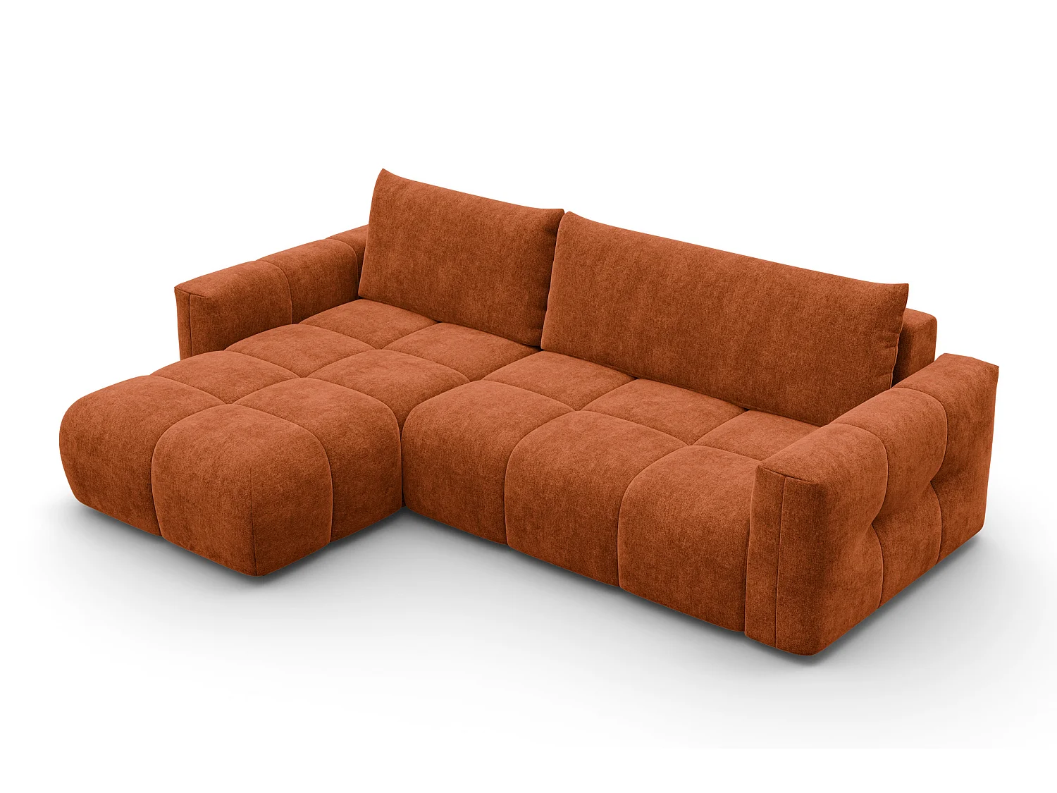 CANAPÉ D'ANGLE VERONA 4 places gauche, tissu orange