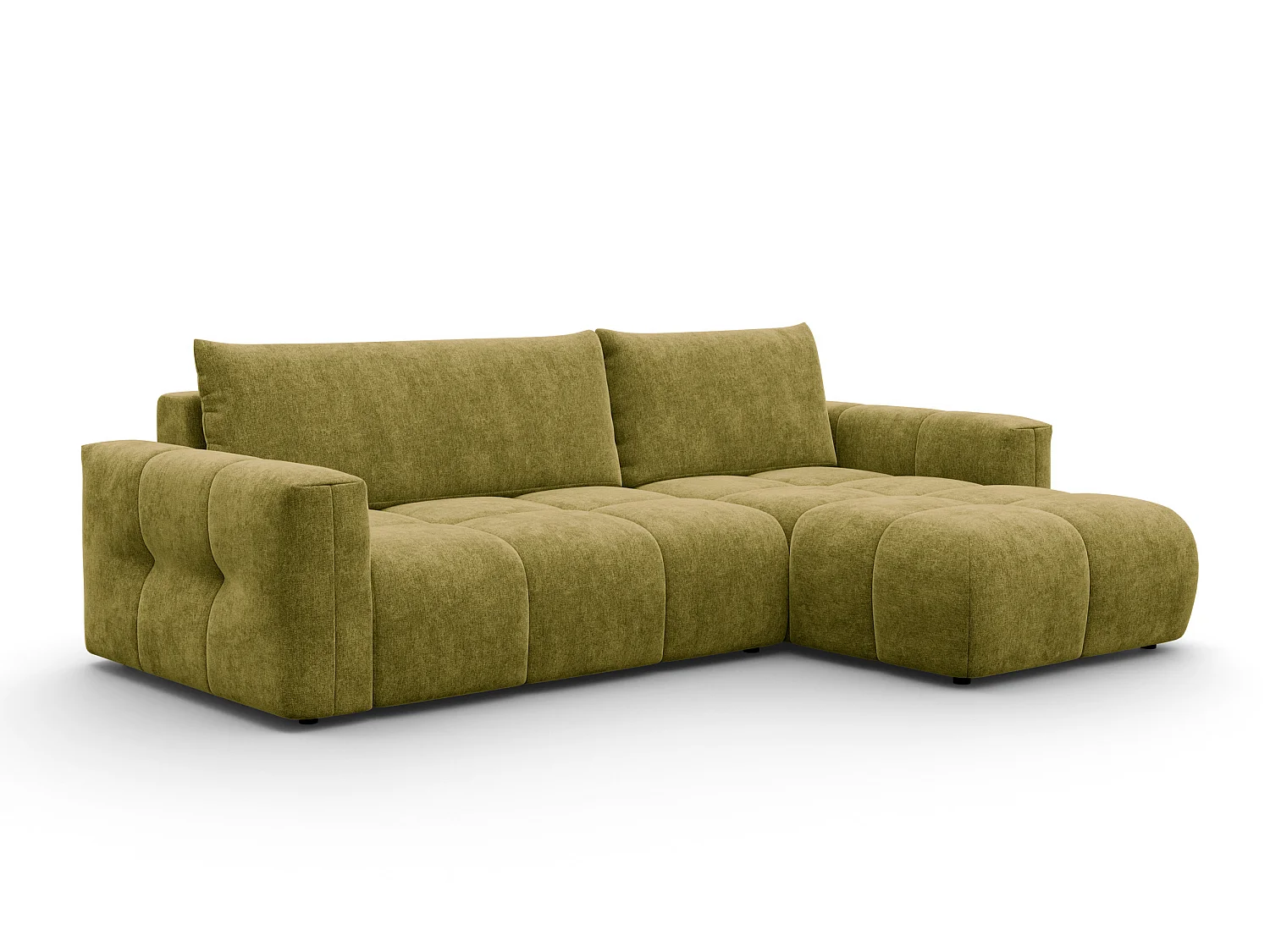CANAPÉ D'ANGLE VERONA 4 places droit, tissu khaki