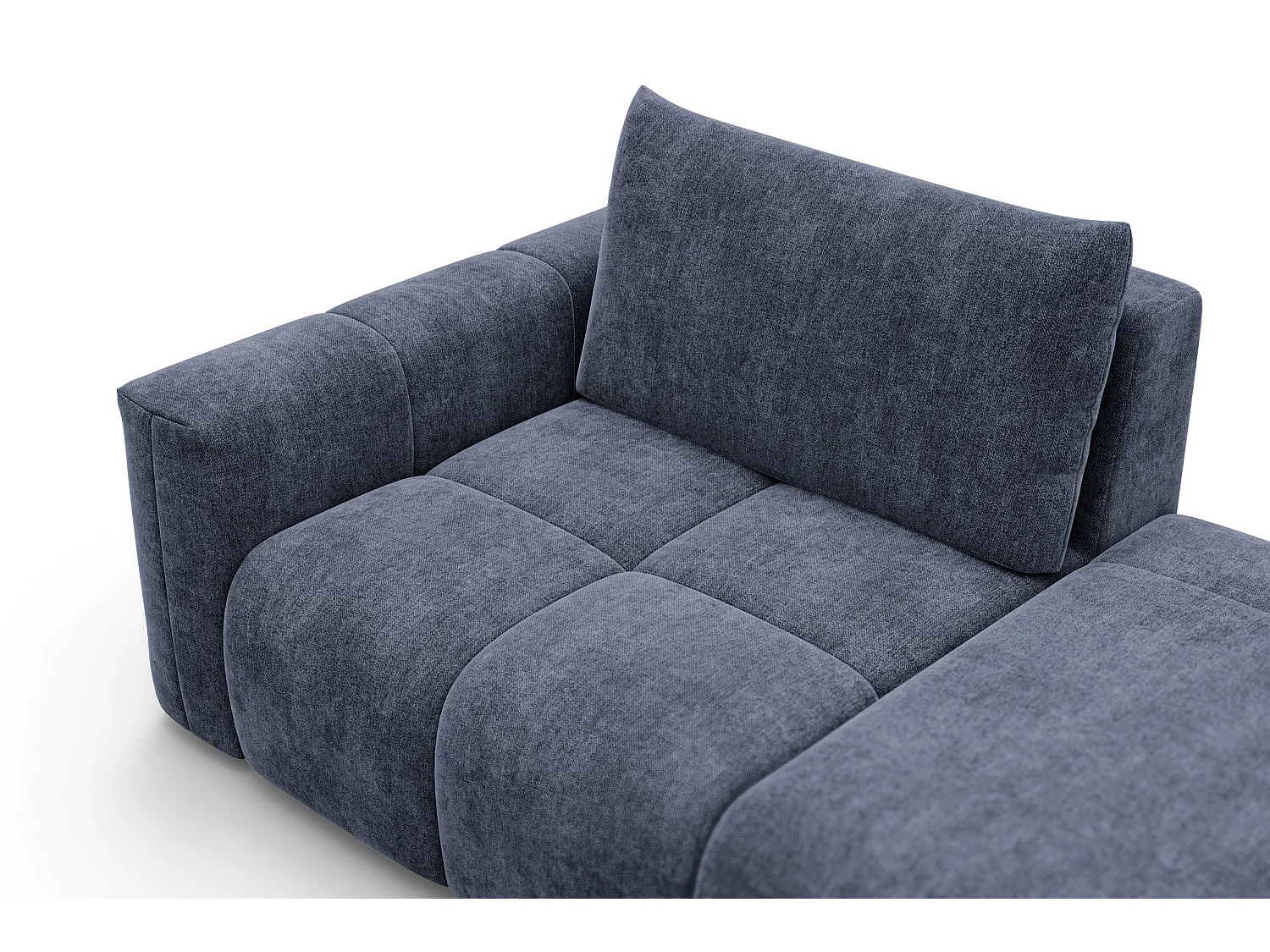 CANAPÉ D'ANGLE VERONA 4 places droit avec pouf, tissu bleu marine