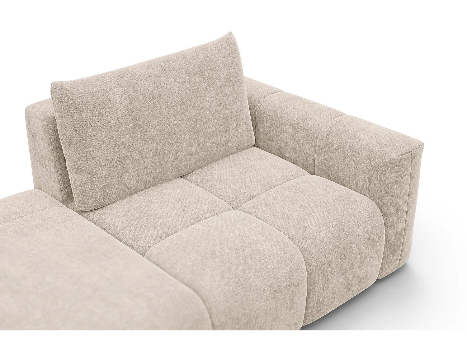 CANAPÉ D'ANGLE VERONA 4 places gauche avec pouf, tissu beige