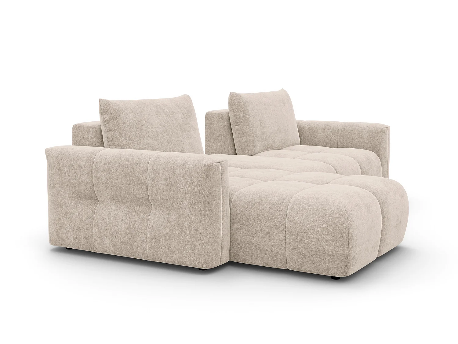 CANAPÉ D'ANGLE VERONA 4 places gauche avec pouf, tissu beige