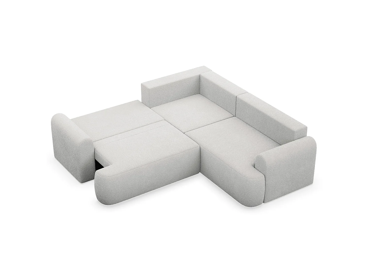 Canapé d'angle convertible en L - en peluche gris-brun - avec coffre - KAVEO universel avec angle
