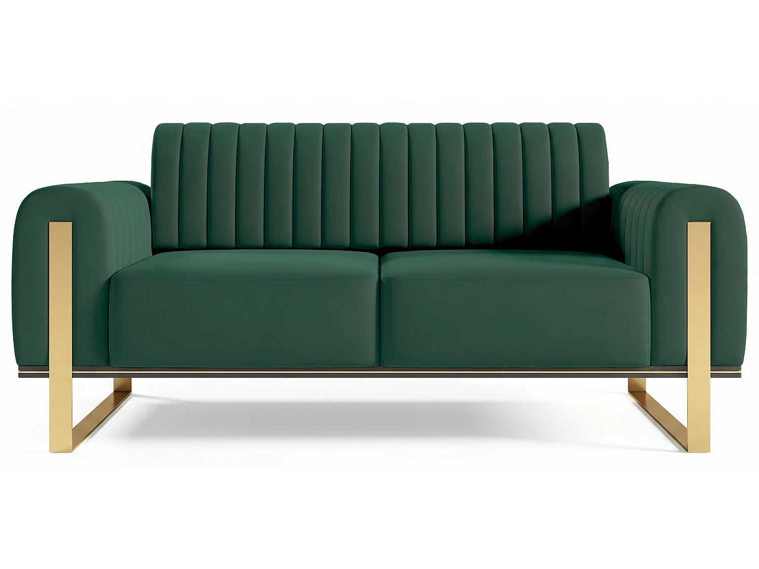 Canapé - 164 cm - velours Vert pieds dorés - Parissa