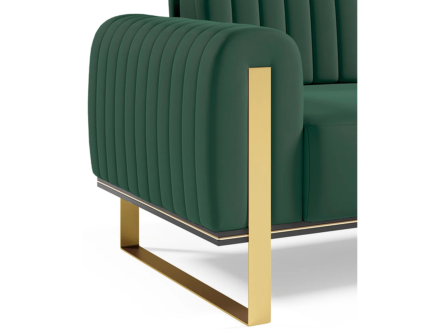 Canapé - 164 cm - velours Vert pieds dorés - Parissa