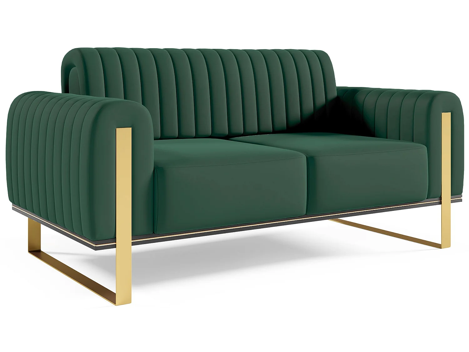 Canapé - 164 cm - velours Vert pieds dorés - Parissa