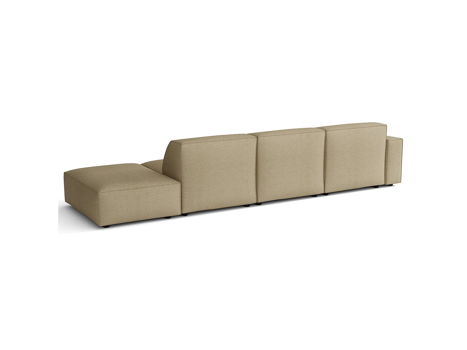 Canapé d'angle avec un pouf - 344 cm - gauche - Chenille Beige foncé - Sellmo