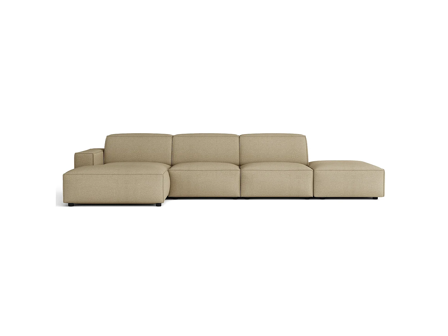 Canapé d'angle avec un pouf - 344 cm - gauche - Chenille Beige foncé - Sellmo