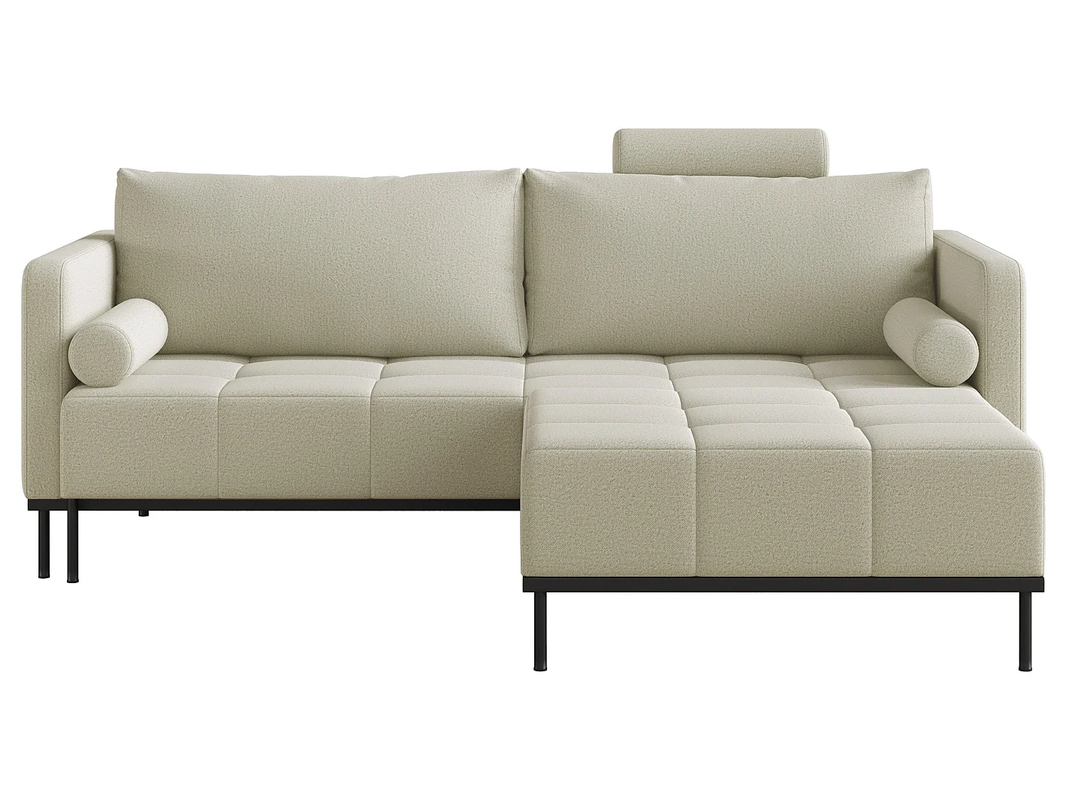 Schlafsofa mit Schlaffunktion, 3-Sitzer, Strickstoff Hellbeige, 224 cm - Skilia