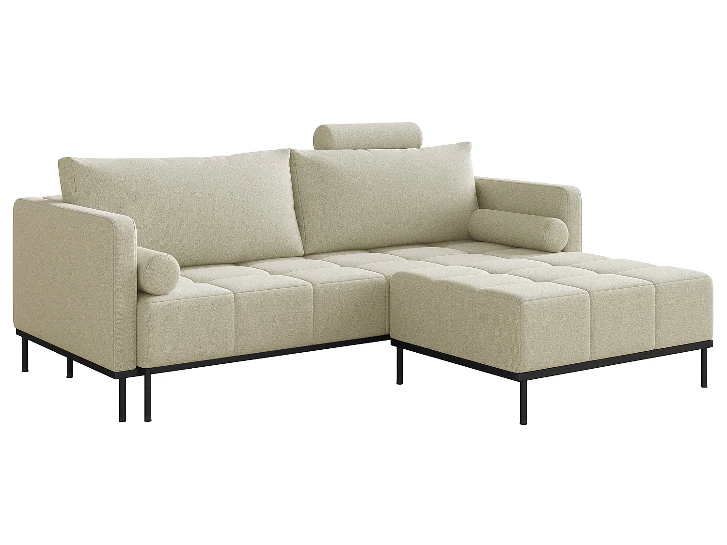 Schlafsofa mit Schlaffunktion, 3-Sitzer, Strickstoff Hellbeige, 224 cm - Skilia