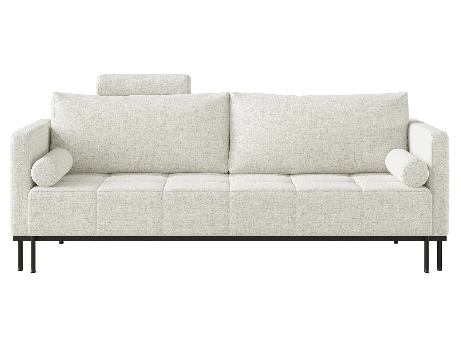 Slaapbank met slaapfunctie, 3-zits, chenille greige, 224 cm – Skilia