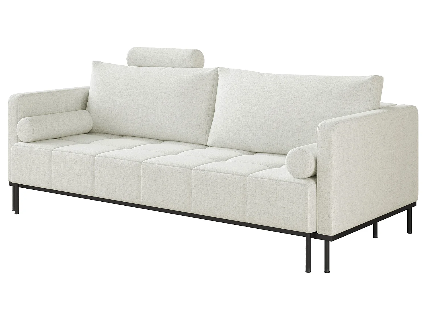 Slaapbank met slaapfunctie, 3-zits, chenille greige, 224 cm – Skilia