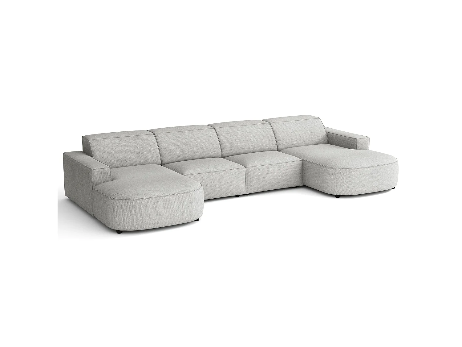 Hoekbank 3-zits, chenille lichtgrijs, 368 cm – Sallmo